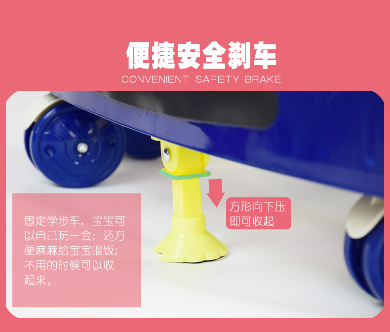 Walker 6 7-18 tháng bé học tập anti-rollover đa chức năng bé trẻ em có thể ngồi và đẩy gấp âm nhạc giá xe đẩy cho bé