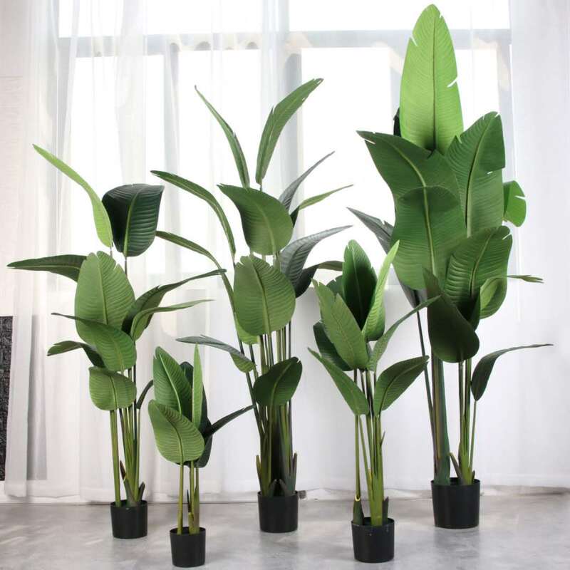 Large Artificial Areca Palm Tree, Coconut Tree, Palm Tree, Ficus Lyrata, Traveler's Banana, Bird of Paradise, Floor-Standing Green Plant