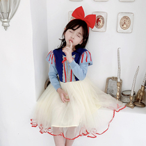 2019 autumn and winter girls Snow White skirt Halloween childrens clothing Western style knitted dress mesh skirt