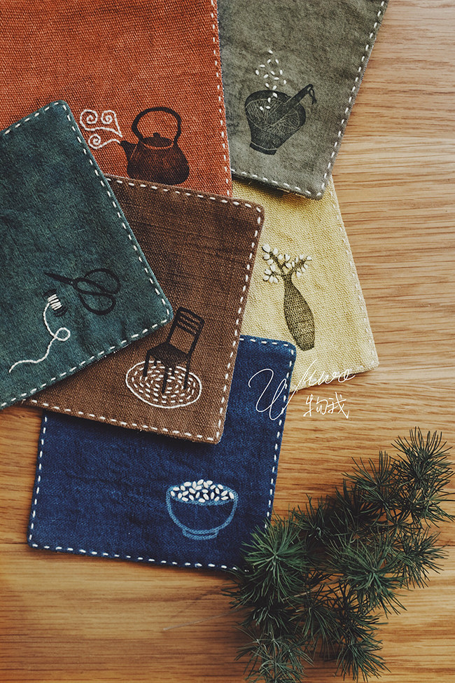 (Wuwo) Original Hand-made Custom Thorn Embroidery All Plants Dyed Homemade Seal Coaster/Bowl Mat