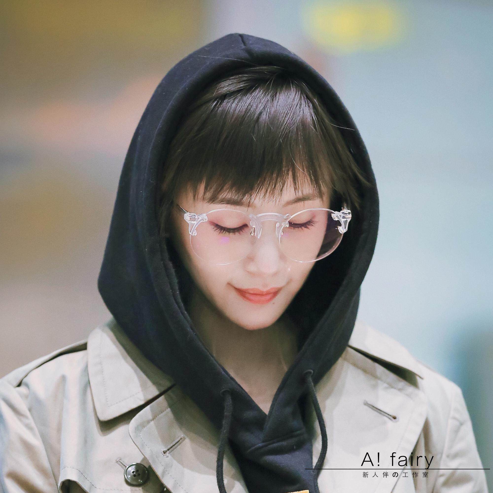 Fangbo Wang Liuwen Prince Wen Jingtian same style sunglasses female irregular transparent glasses frame sunglasses male 2018 tide