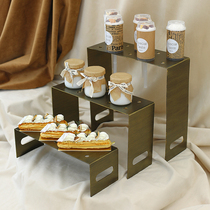 Retro golden push music shelf Push bucket cake display rack European-style wedding dessert table High school low shelf