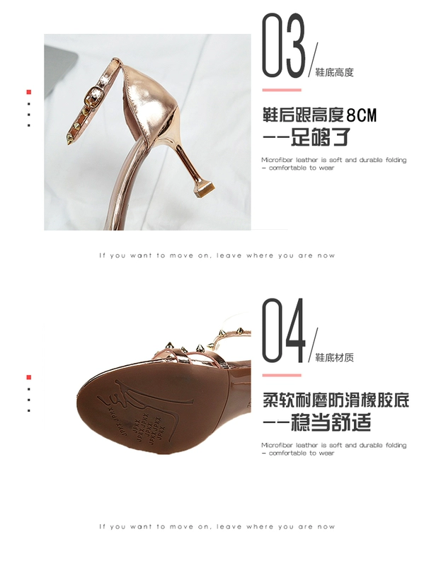 Dép đinh tán nữ mùa hè 2018 mới cao gót cao cổ nữ sandal đế xuồng nhỏ tươi với túi chân với giày mèo