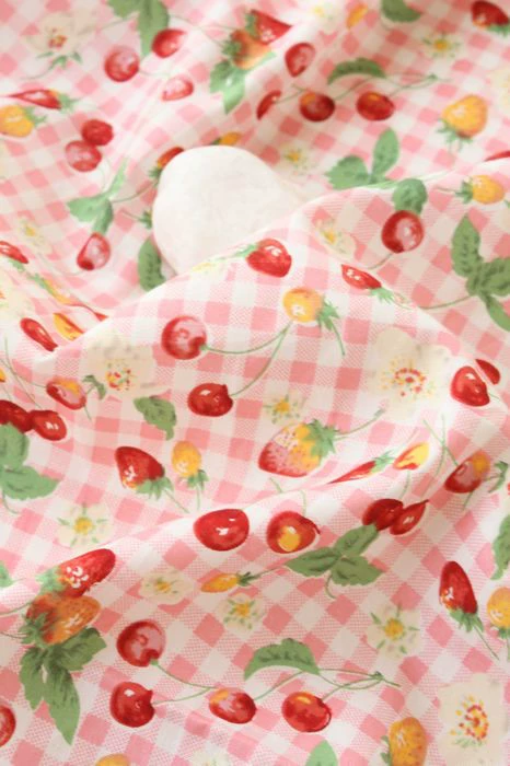 Candy Flower Vải Cherry Dâu Kẻ sọc Cotton Vải Áo Dress Handmade Handmade Quần áo DIY Vải