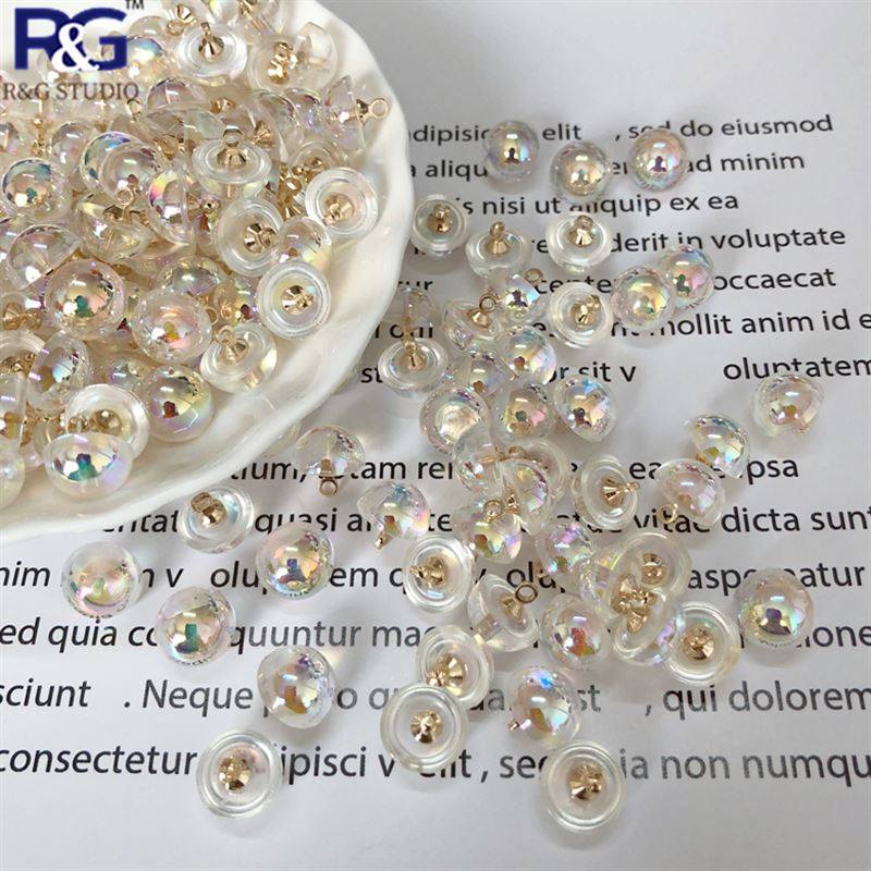 Semicircle pearl transparent Color button Golden High Foot AB Color Button woman shirt Shirt Snow Spinning True Silk Qipao Gown