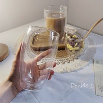 Double Layer High Boron Silicon Glass Cup Water Cup Home Large Capacity Transparent Tea Cup Heat Coffee Cup Flower Tea Cup Milk Cup