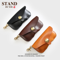 Hand-made vintage vegetable-tanned leather mens high-grade glasses case portable top layer cowhide sun glasses sunglasses leather case 1