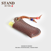 Handmade leather disposable lighter leather case tanning leather protective cover universal top layer cowhide anti-collision and anti-explosion