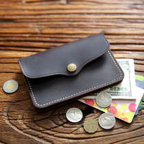 Retro Crazy Mapica Foreskin Clip Men Genuine Leather Short Wallet Head Layer Cow Leather Zero Money Bag Minimalist Buckle Money Clip