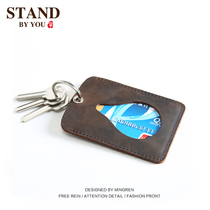 Crazy Horse Leather Mens Small Head Cowhide Bus Card Set Ultra-thin Mini Small Mens Leather Card Bag Bank Card