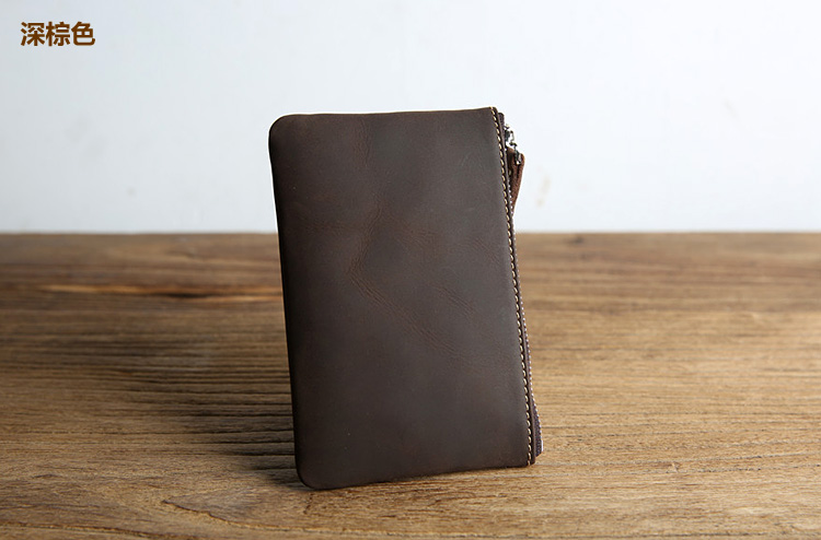 Handmade retro nam nữ ví ngắn ví da ví mini coin ví lớp trên cùng da thanh niên ví dây kéo ví dài nữ