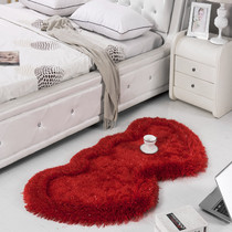 Thickened Elastic Silk Double Heart-shaped Carpet Bedroom Bedside Lovely Carpet Wedding House Festive Warm Carpet Floating Window Carpets