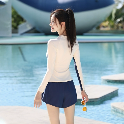 Женский купальник, состоящий из двух частей, с длинными рукавами, 2025, новый консервативный, закрывающий живот, для похудения, профессиональный плавательный специальный высококачественный купальник с горячими источниками