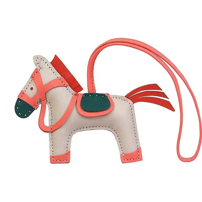 Suitable for Hermès Bag Small Horse Pendant, Genuine Leather Small Flying Horse Ornament, Car Keychain Charm