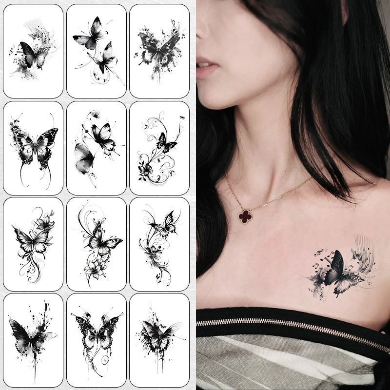 New Butterfly Herbal Juice Tattoo Stickers, Niche Style for Hot Girls, Realistic, Long-Lasting, Non-Reflective, High-End Tattoo New Butterfly Herbal Juice Tattoo Stickers, Niche Style for Hot Girls, Realistic, Long-Lasting, Non-Reflective, High-End Tattoo