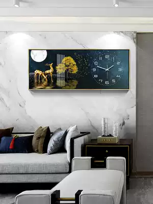 Clock and clock living room decoration painting Nordic home fashion clock modern simple creative Crystal porcelain painting wall hanging watch