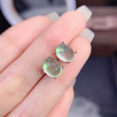 Серьги 正品s925纯银镶嵌天然葡萄石耳钉女简约妈妈耳环优雅百搭生日礼物