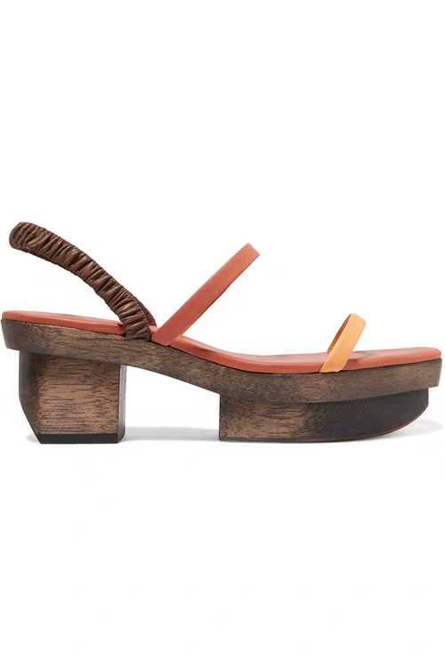 2023 Fashion Clogs Sandals Color-Blocked Evening Style Square Heel Clogs Platform Mid-Heel Apricot Thick-Soled Sandals for Women