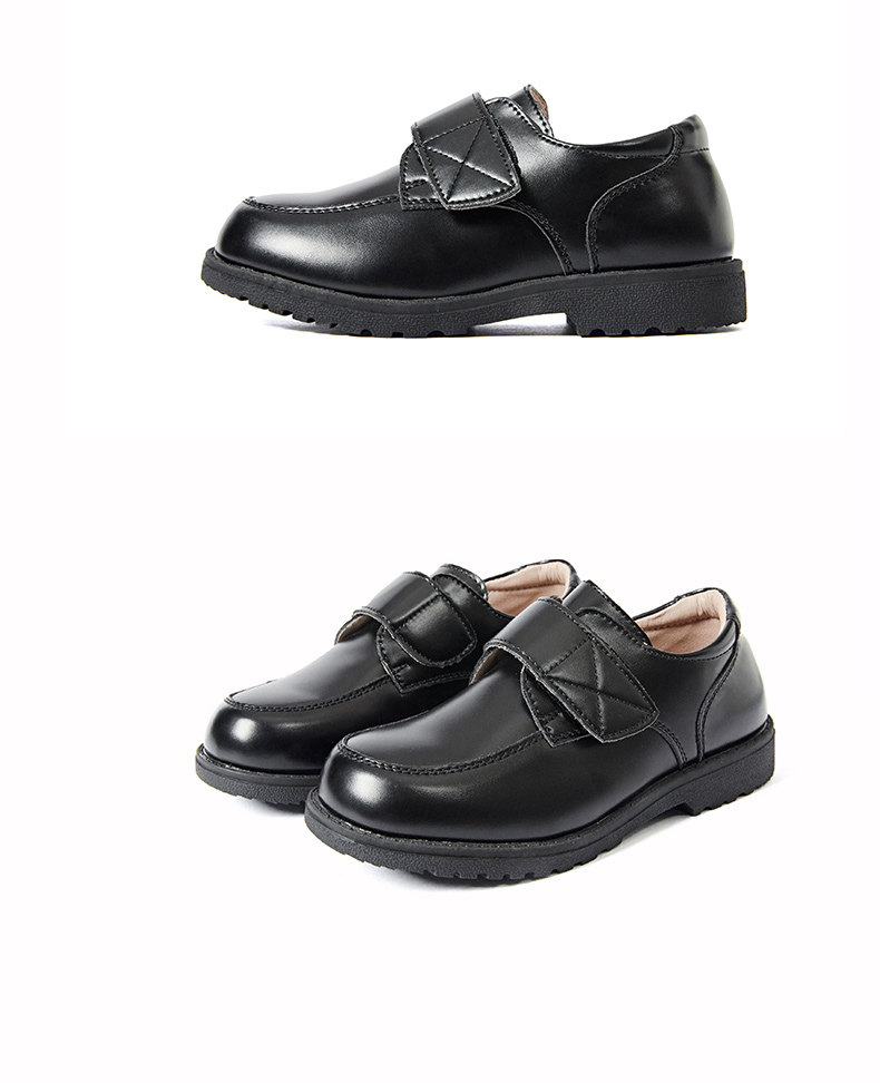 Boys' Leather Shoes 2026 Spring and Autumn New Style Black British Performance Shoes Single Shoes Soft Sole Children's Student Performance Shoes — 16