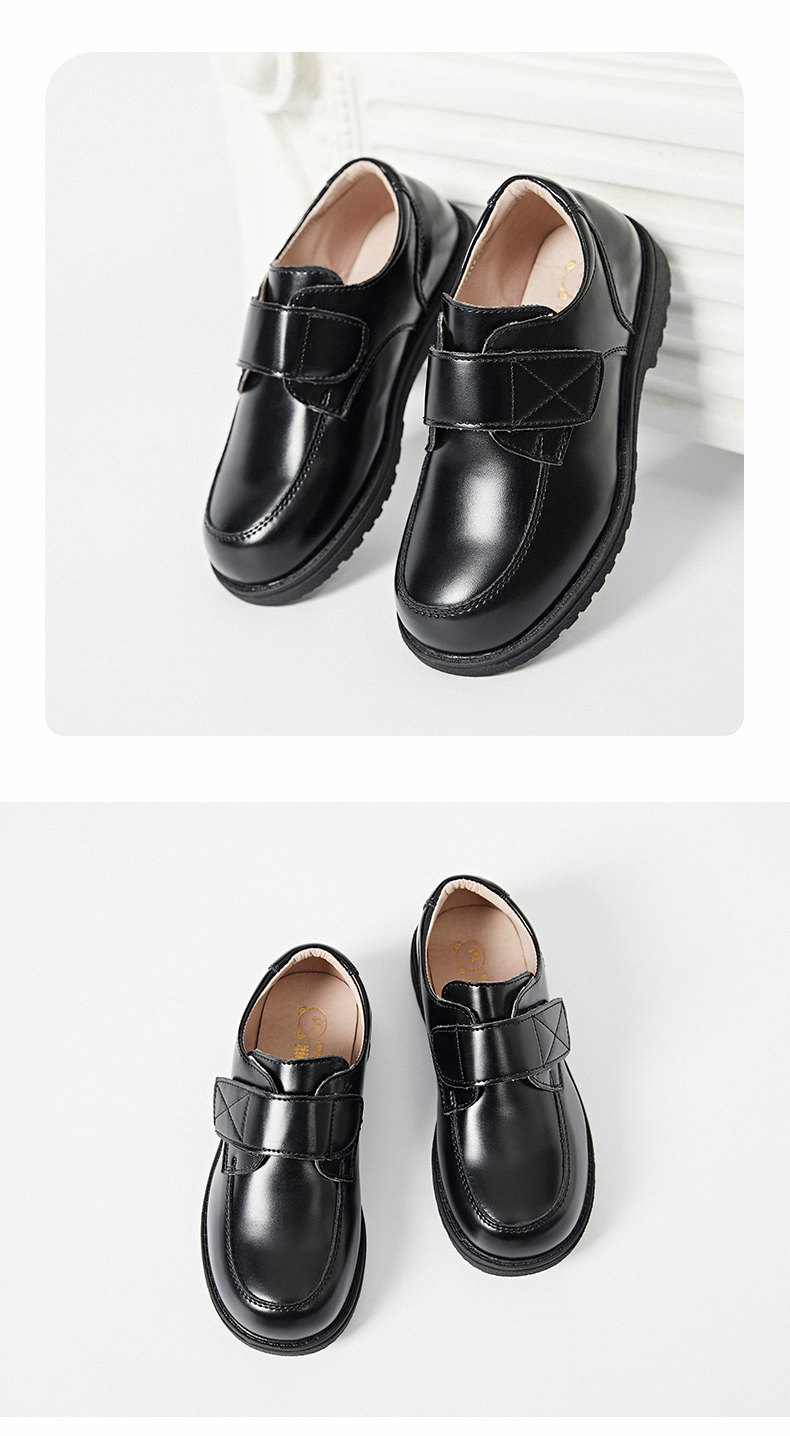 Boys' Leather Shoes 2026 Spring and Autumn New Style Black British Performance Shoes Single Shoes Soft Sole Children's Student Performance Shoes — 14