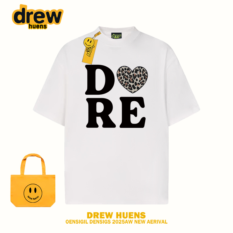 Drew American-Style Heavyweight Trendy Brand Heart Print Short-Sleeve T-Shirt Summer Loose Couple Round-Neck Pure Cotton Half-Sleeve Top