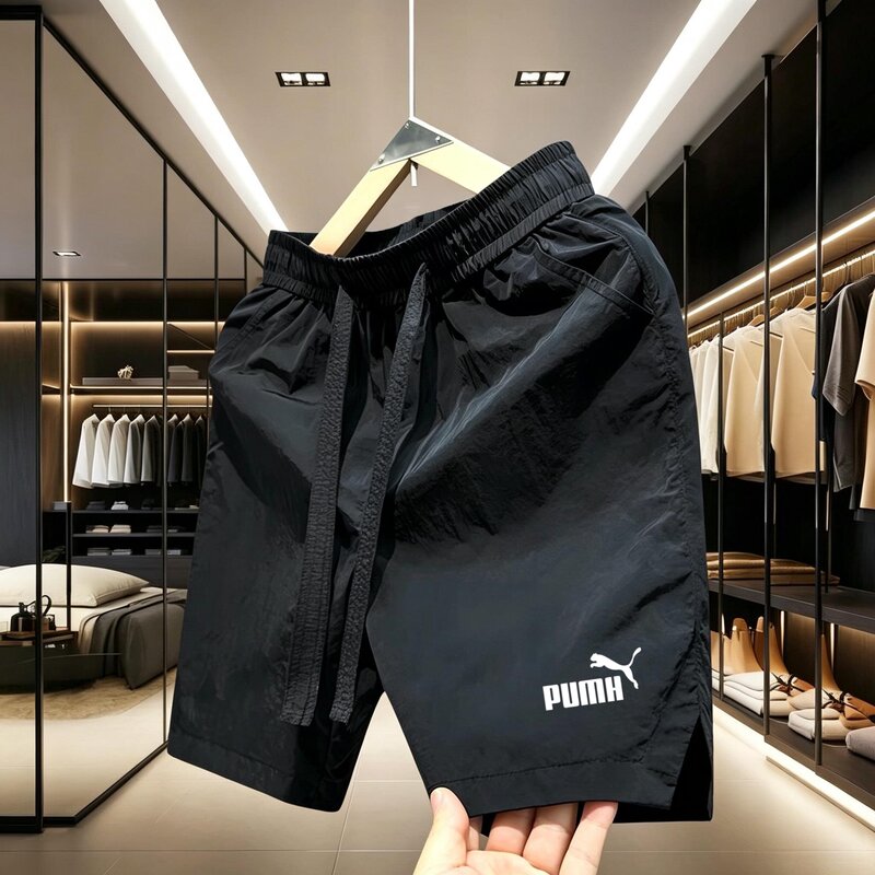 Outlet Store Men's Summer New Quick-Dry Ice Silk Shorts, Mid-Length Beach Shorts, Casual Sports Pants