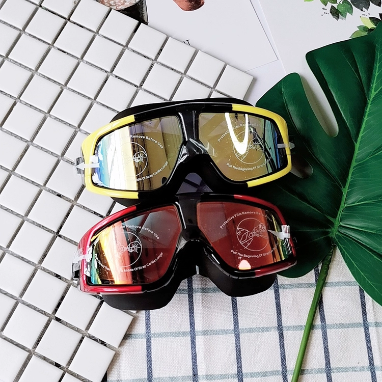 Kính bơi khung lớn HD chống nước chống sương mù kính bơi phù hợp với nam và nữ người lớn lặn kính thiết bị mạ điện - Goggles