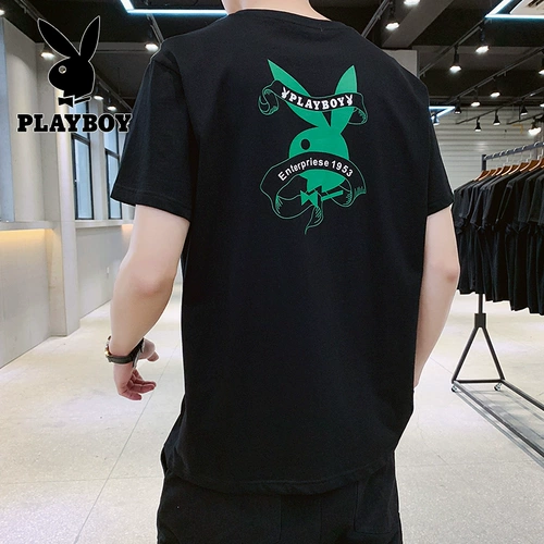 Playboy, мужская летняя хлопковая футболка с круглым воротником, короткий рукав, сезон 2021