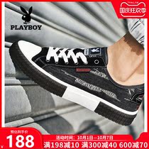 Playboy mens shoes 2021 spring new mens casual shoes youth fashion shoes mens tide black canvas shoes