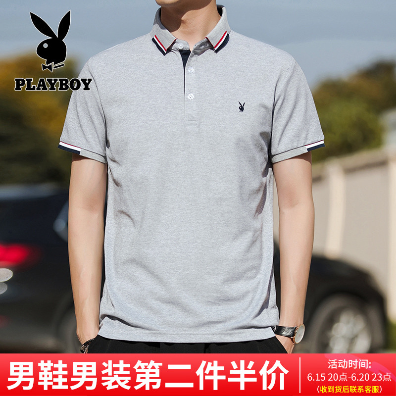 Flower Playboy T-shirt man 2022 Summer new men's business polo shirt man short sleeve T-shirt turning blouse