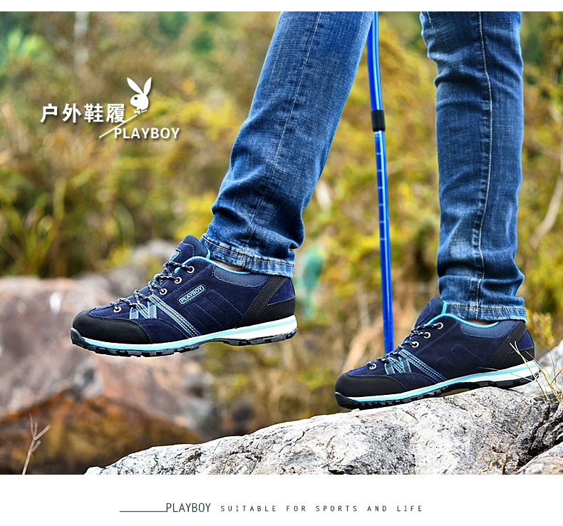 Giày đi bộ ngoài trời Playboy nam thấp để giúp giày ngoài trời Giày đi bộ thông thường giày nam chống trượt mang giày đi bộ nam - Khởi động ngoài trời