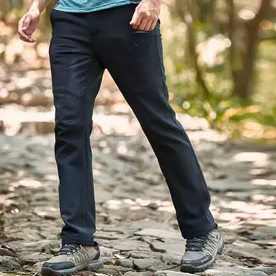Outdoor autumn and winter warm elastic assault pants men plus velvet padded fleece velvet windproof waterproof large size soft shell mountaineering pants
