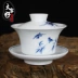 Jingdezhen Màu xanh và Trắng bằng sứ Bát trà Tách trà Kung Fu Bộ đồ gốm sứ thanh lịch Gaiwan Tre vẽ tay Gaiwan - Trà sứ