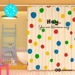 Waterproof and Mildew-Proof Bathroom Shower Curtain thickened High-End Bathroom Curtain Toilet Bath Partition Curtain No Drilling Required