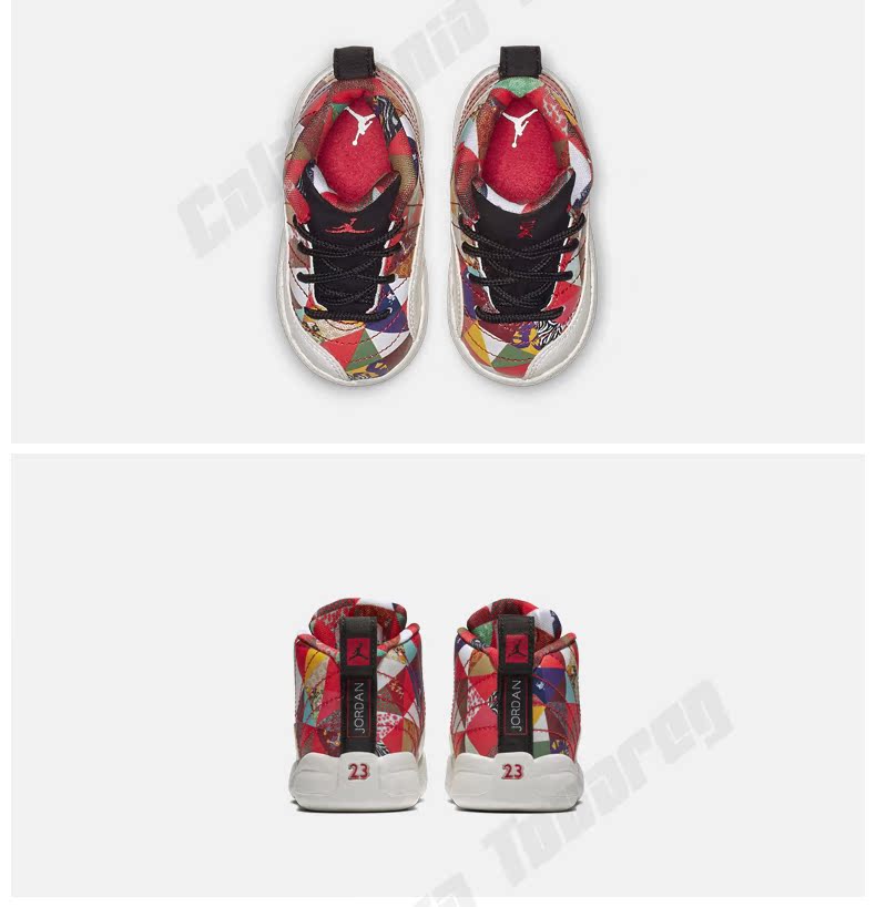 NIKE AIR JORDAN 12 AJ12 lợn năm CNY năm mới hàng trăm quần áo giày bóng rổ giày trẻ em BQ6499-600 - Giày dép trẻ em / Giầy trẻ giày dép trẻ em nữ