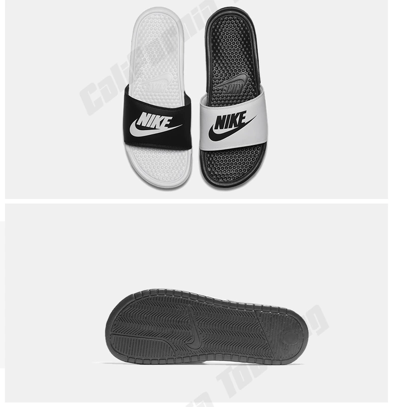 Nike NIKE BENASSI JDI đen trắng 鸳鸯 đôi nam nữ đôi dép thể thao và giải trí 343880-090