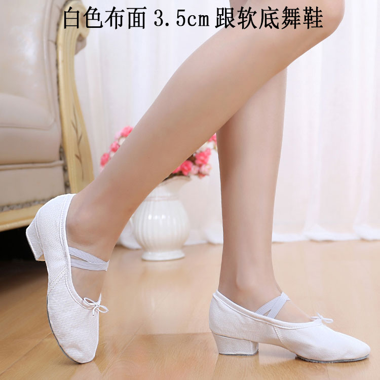 Thắt lưng với giày khiêu vũ nữ da đen vải mềm đế giày bụng múa dân gian múa giày đỏ và trắng lạc đà - Khiêu vũ / Thể dục nhịp điệu / Thể dục dụng cụ giầy nhảy dancesport