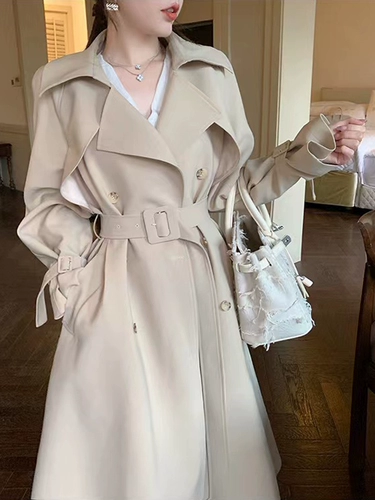 Белый плащ, длинная осенняя куртка, осенний приталенный корсет, средней длины, по фигуре, подходит для подростков, в британском стиле