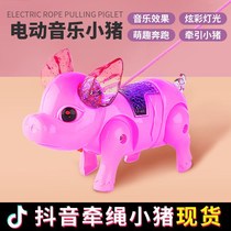 Electric leash pig vibrato creative can walk and run will glow music pig boys and girls childrens toys