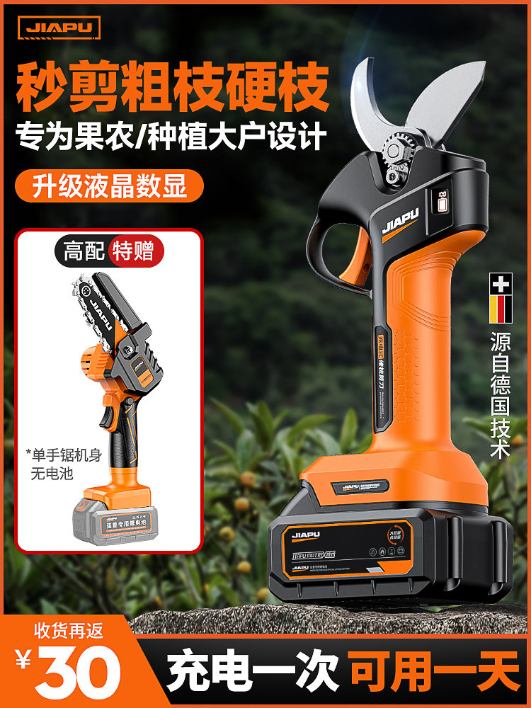 Electric Pruning Shears, Hand-Held Lithium-Ion Shears for Cutting Branches and Fruit Trees, Rechargeable Electric Shears, Scissors Imported from German