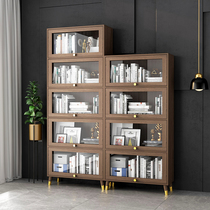 Solid wood floor-to-ceiling bookcase Narrow cabinet with glass bookshelf Nordic simple modern combination storage cabinet Net red storage cabinet