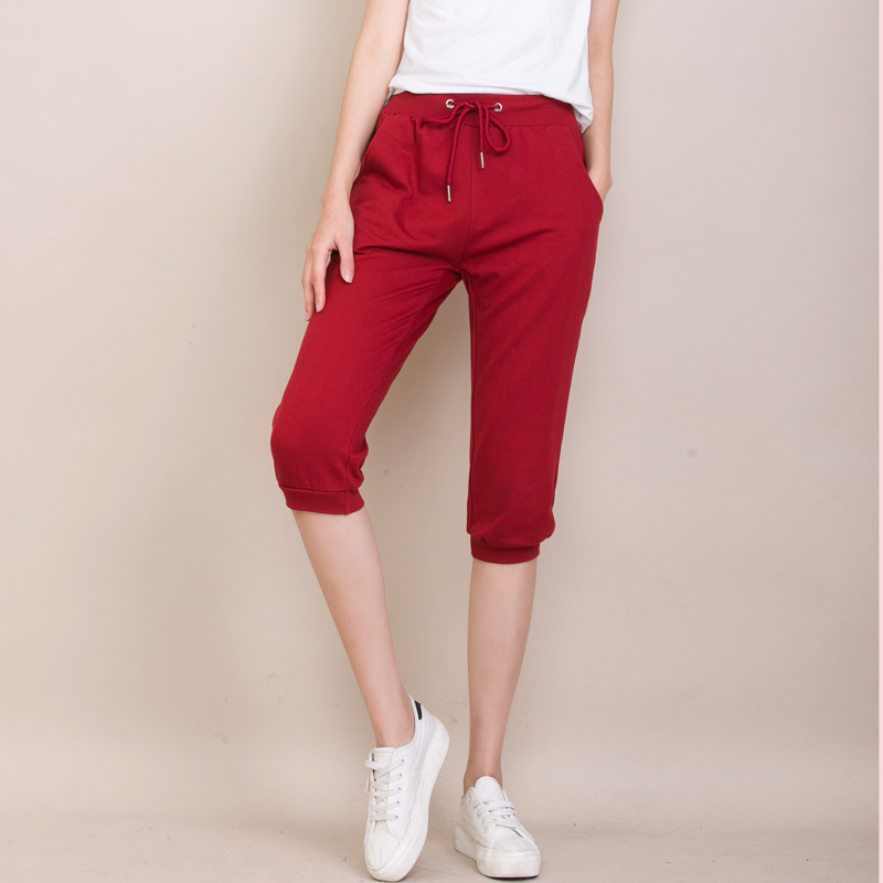 Girlpants mùa hè mới thể thao quần ngựa lưng cao bông lỏng lẻo vừa vặn quần âu mỏng giữa-of-the-day childrens quần bảy điểm.