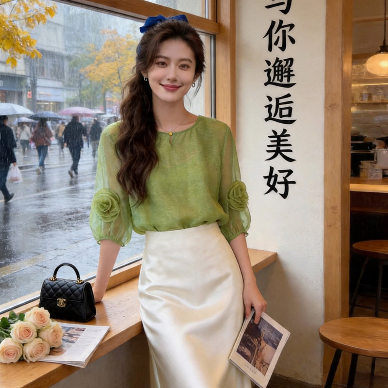 New Chinese-Style Thin Shirt for Women, 2026 Summer New Casual Loose-Fitting Elegant Blouse, Light Luxury, Age-Reducing, Stylish Top