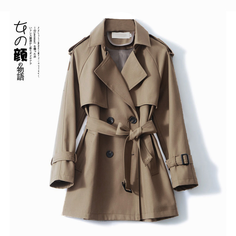 Short Trench Coat for Petite Women, 2026 Spring and Autumn New Korean Style, Loose Fit, High-Quality Texture, Casual Women's Coat