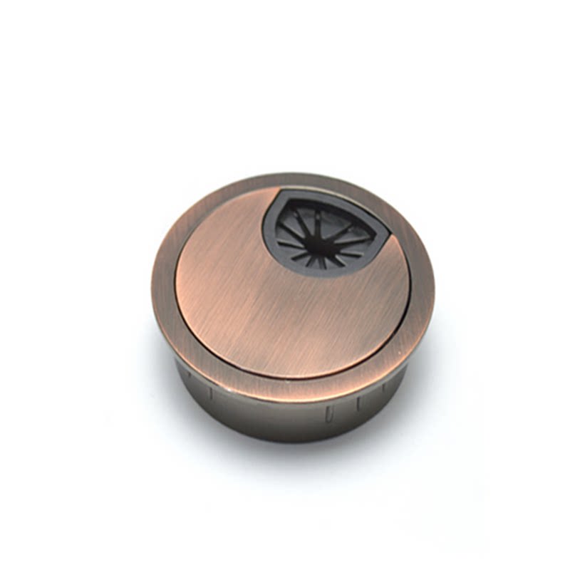 60mm red ancient bronze color junction box cover computer desk desktop routing hole threading hole desk top decorative wire box-Taobao