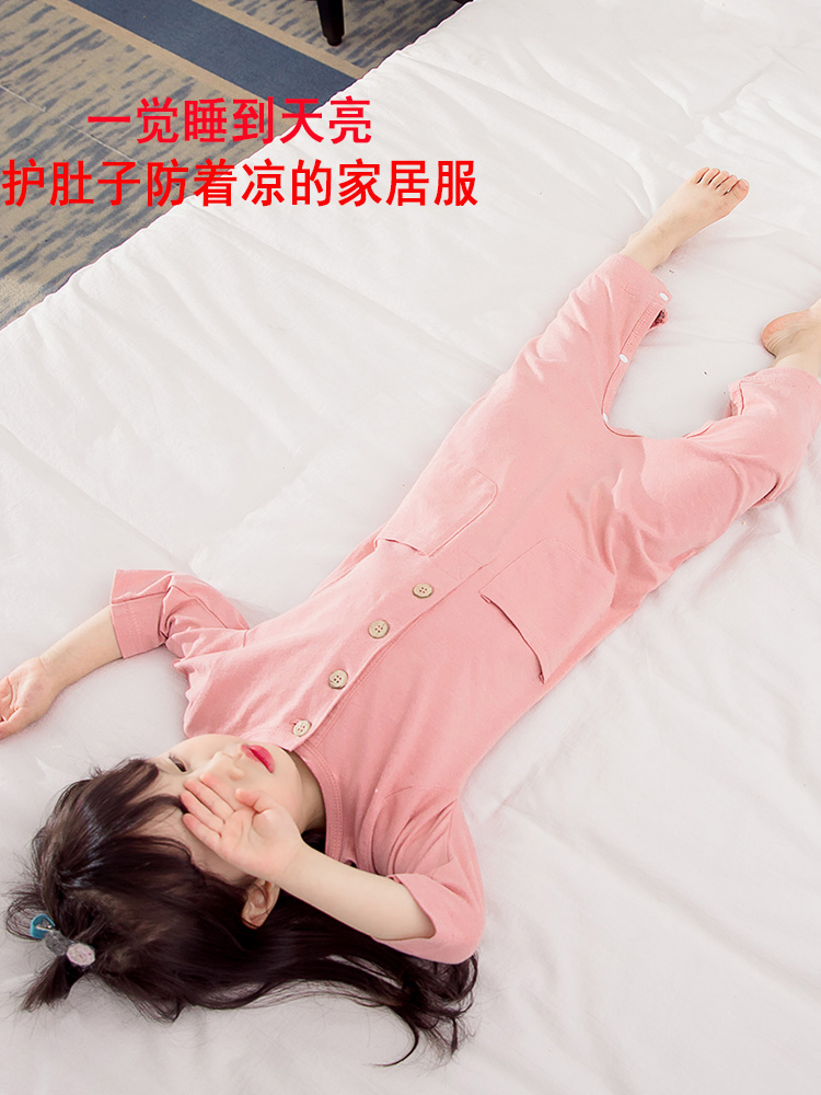 mùa xuân và mùa thu bông bé 1-3 jumpsuitspring năm bé cũ mỏng 2 bé gái quần áo trẻ em nhà mùa hè dài tay áo công chúa.