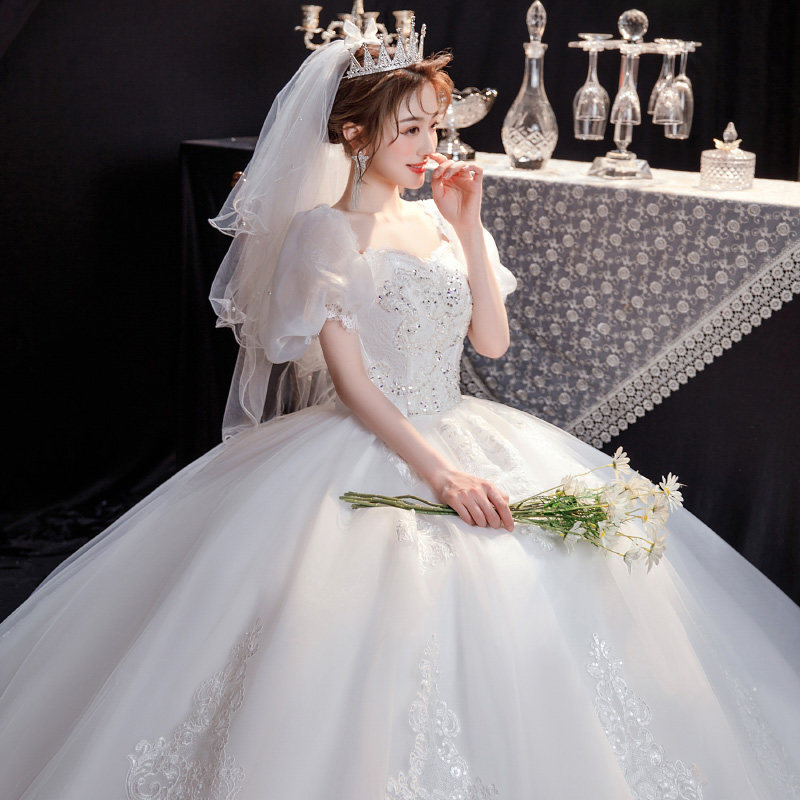 Свадебное платье Qi Di bride, новый стиль, шлейф, простая атмосфера, стиль принцессы, французское легкое свадебное платье для беременной женщины, маленькое свадебное платье 2024