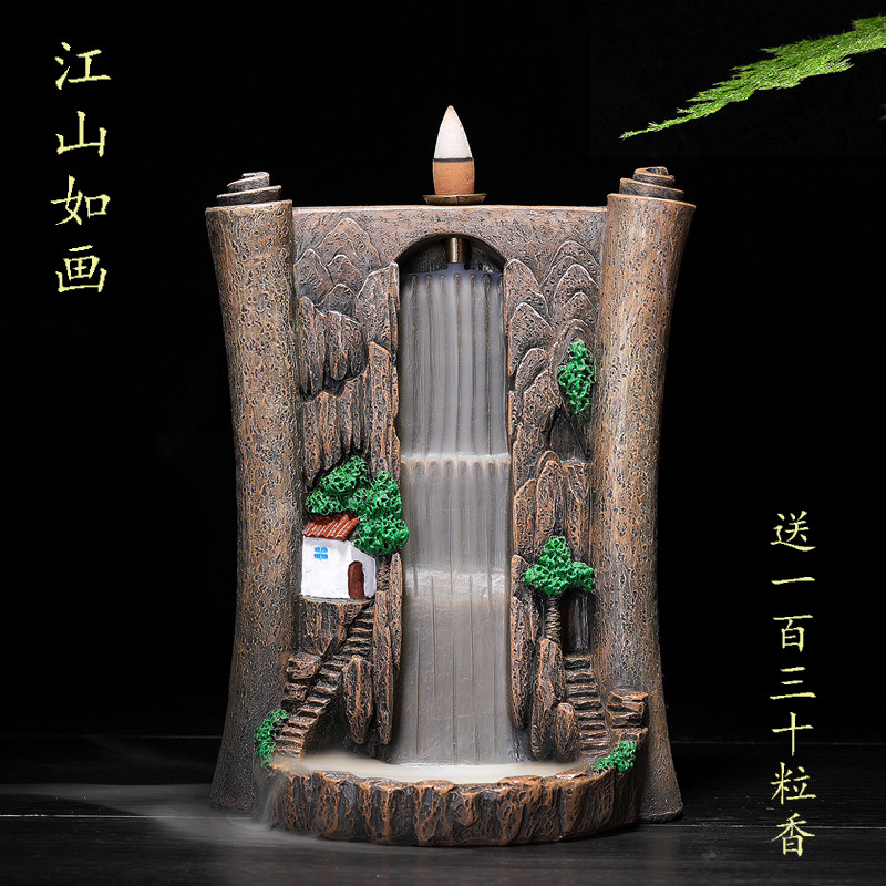 Backflow incense burner alpine flowing water creative aromatherapy decoration sandalwood incense burner home indoor aromatherapy burner agarwood soothes the nerves
