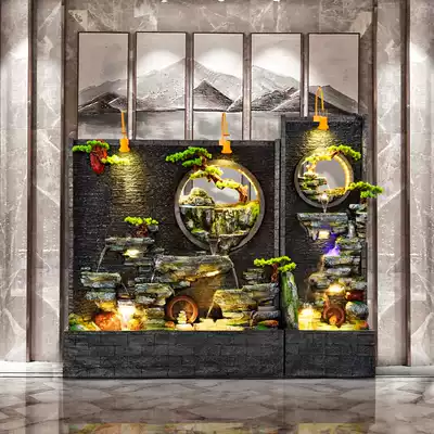 Rockery running water fountain Feng shui wheel fish pond tank Landscape living room entrance balcony Garden courtyard Floor-to-ceiling lucky ornaments