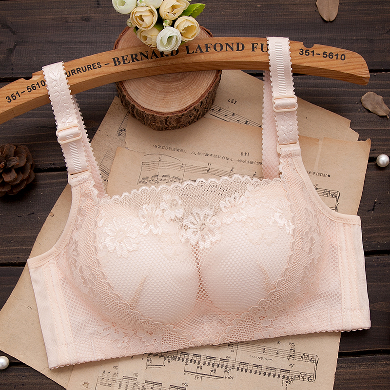 Breast underwear girl thickening skin color anti-walking bra sexy thin breast bra white